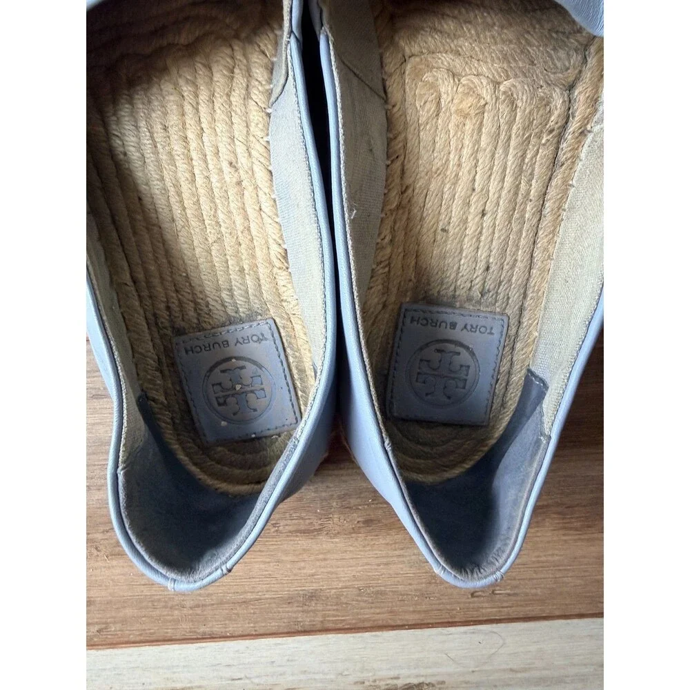 Tory Burch Ines Leather Cap Toe Jute Espadrille Flats Women Size 9